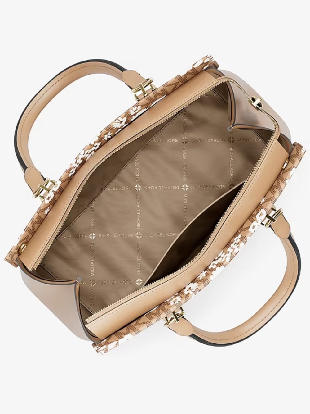 MICHAEL KORS Marilyn Medium Printed Signature Logo Satchel Crossbody 
CAMEL 
NWT - Picture 4 of 16